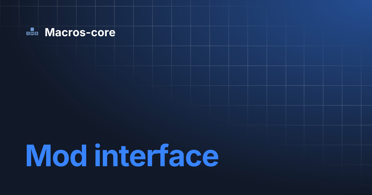 Mod interface | English | Macros-core